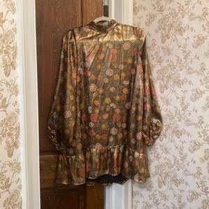 Zara floral metallic mini dress